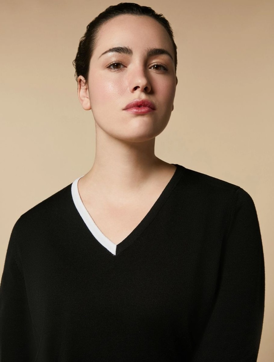 Vetements Marina Rinaldi | Pull En Pure Laine Noir