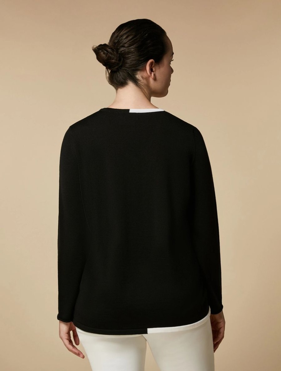 Vetements Marina Rinaldi | Pull En Pure Laine Noir