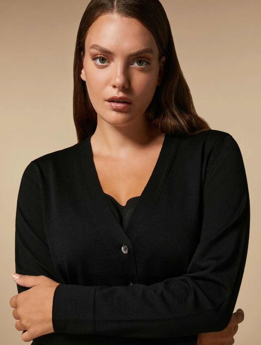 Vetements Marina Rinaldi | Cardigan En Pure Laine Noir