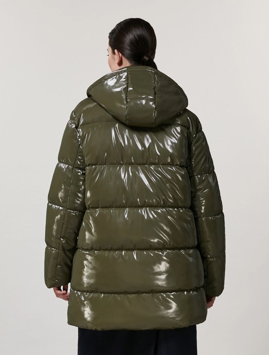 Vetements Marina Rinaldi | Veste En Tissu Brillant Vert Fonce