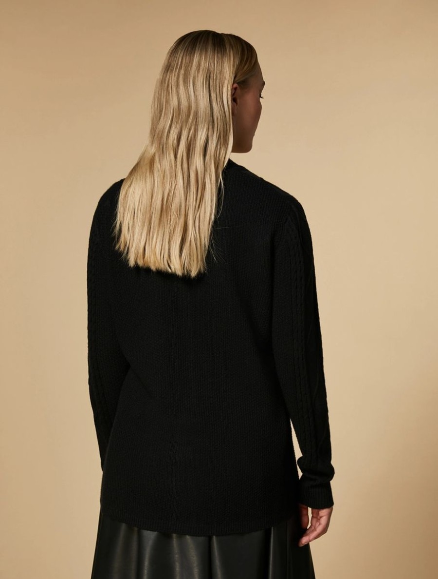 Vetements Marina Rinaldi | Cardigan En Laine Melangee Noir