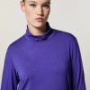 Vetements Marina Rinaldi | Pull Col Roule En Jersey De Viscose Violet