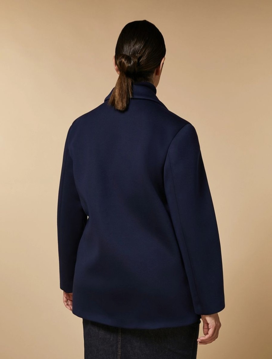 Vetements Marina Rinaldi | Veste Lourde En Tissu Jersey Marine Fonce