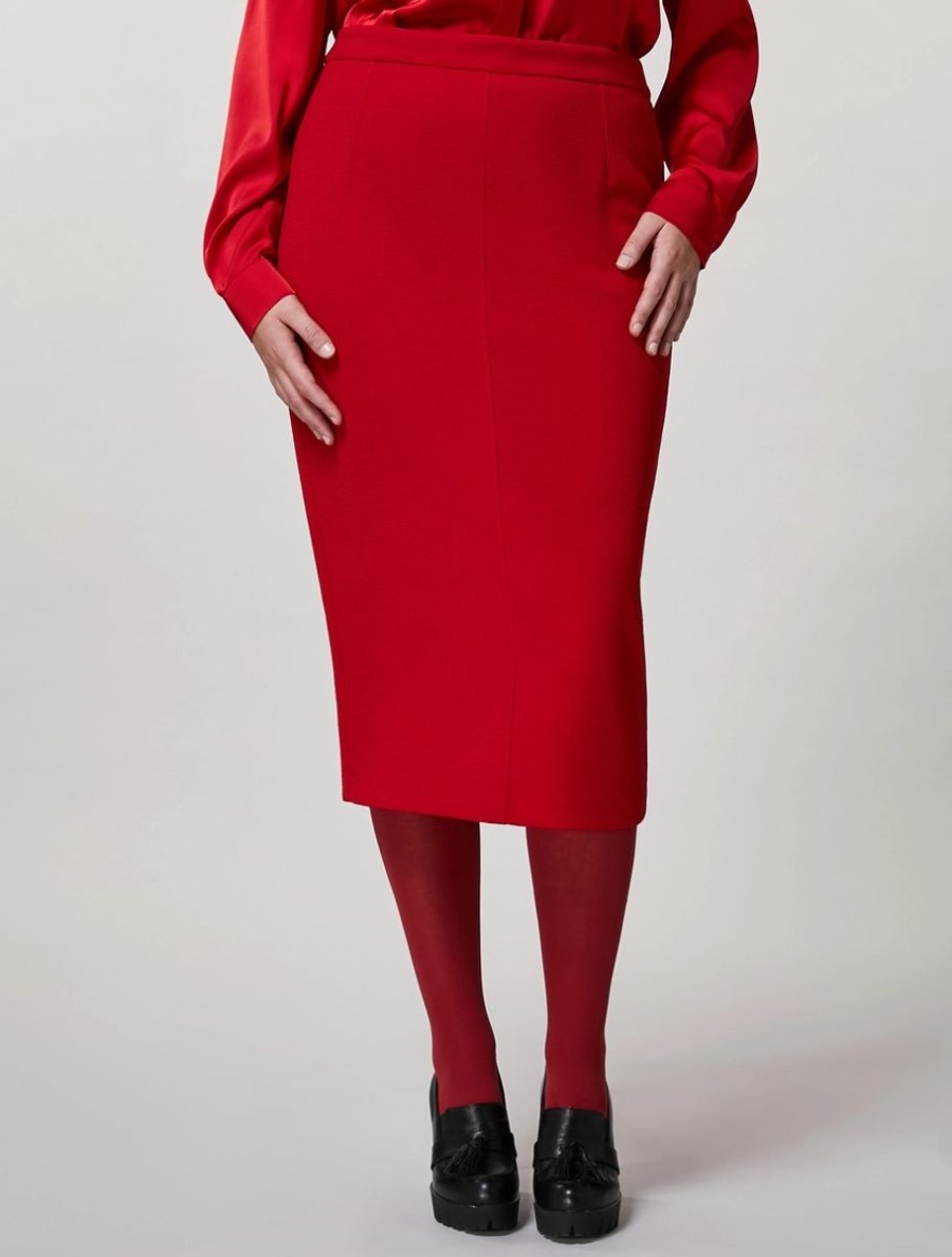 Vetements Marina Rinaldi | Jupe En Jersey Crepe Rouge