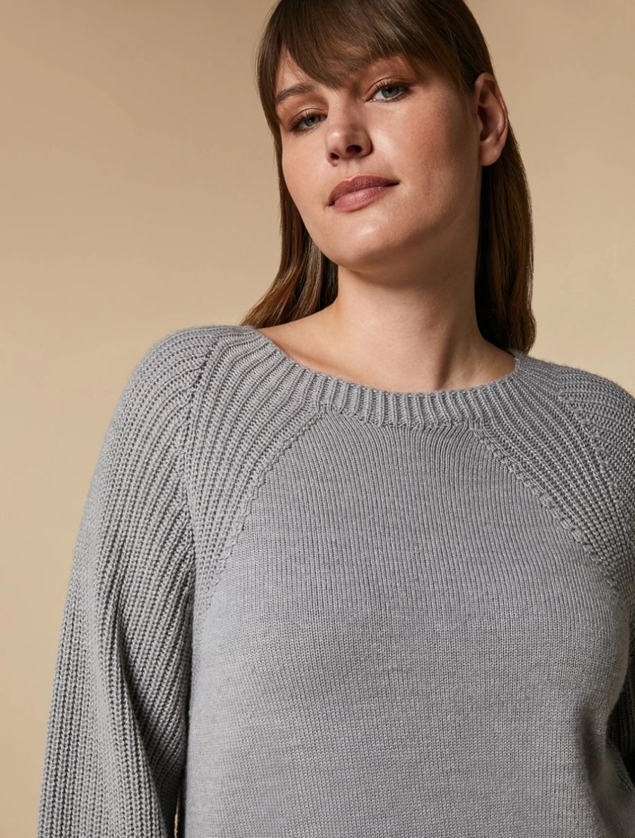 Vetements Marina Rinaldi | Pull En Laine Melangee Gris Clair