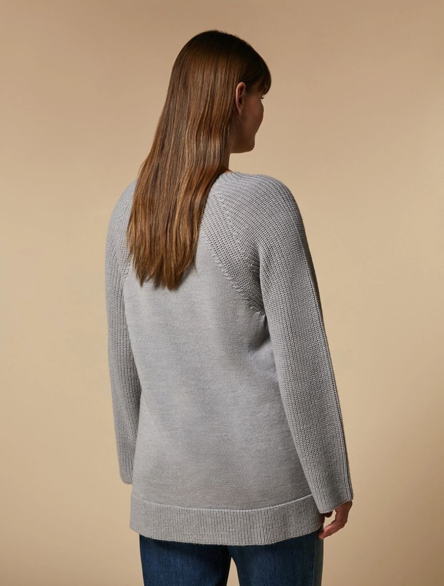 Vetements Marina Rinaldi | Pull En Laine Melangee Gris Clair