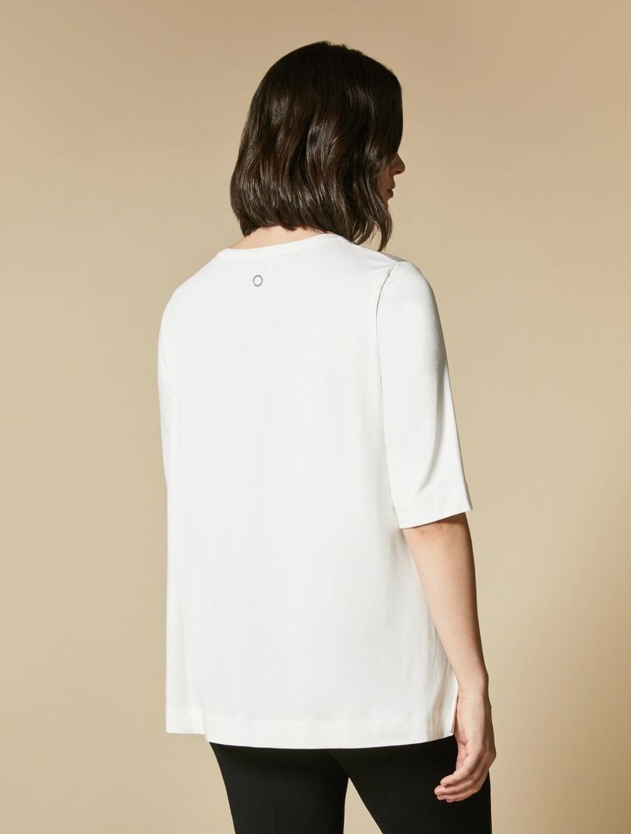 Vetements Marina Rinaldi | T-Shirt En Soie Et Jersey Blanc