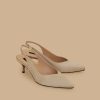 Vetements De Ceremonie Marina Rinaldi | Escarpins A Bride Arriere En Satin Beige