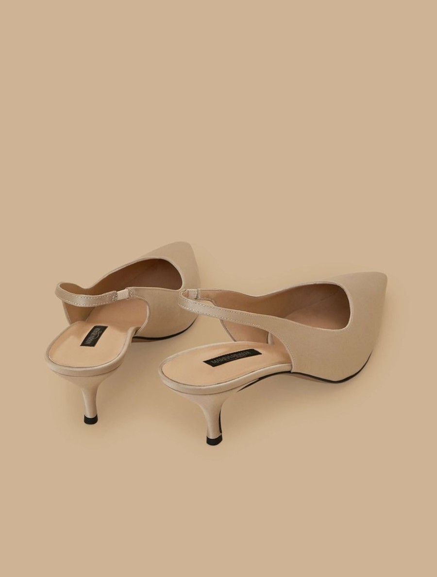 Vetements De Ceremonie Marina Rinaldi | Escarpins A Bride Arriere En Satin Beige