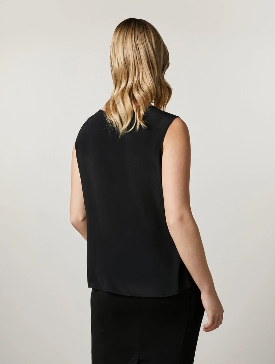 Vetements Marina Rinaldi | Blouse En Acetate Et Soie Noir