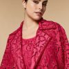 Vetements Marina Rinaldi | Manteau Plumeau En Dentelle Macrame Fuchsia