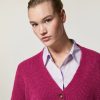 Vetements Marina Rinaldi | Cardigan En Laine Melangee Fuchsia