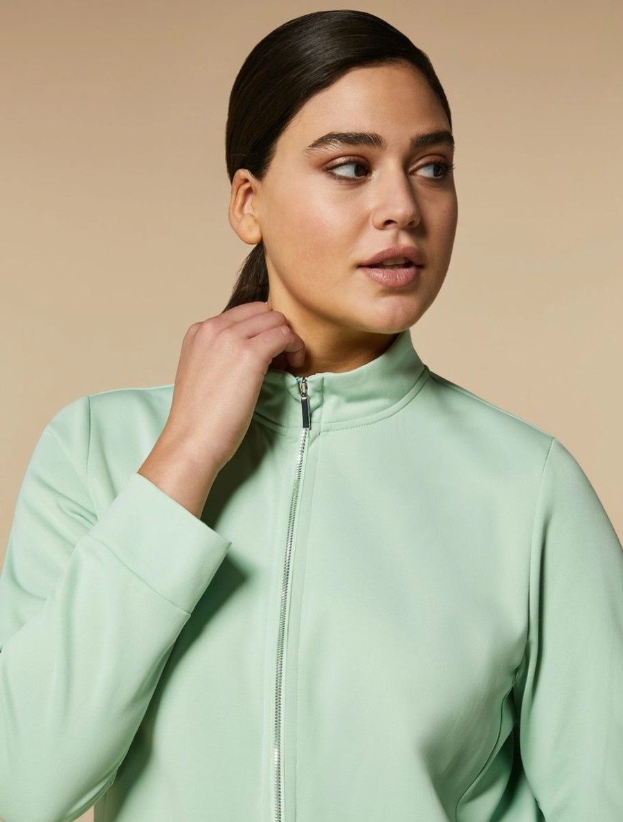 Vetements Marina Rinaldi | Veste En Jersey Double Vert Pastel