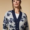 Vetements Marina Rinaldi | Cardigan En Fil De Laine Melangee Marine Fonce