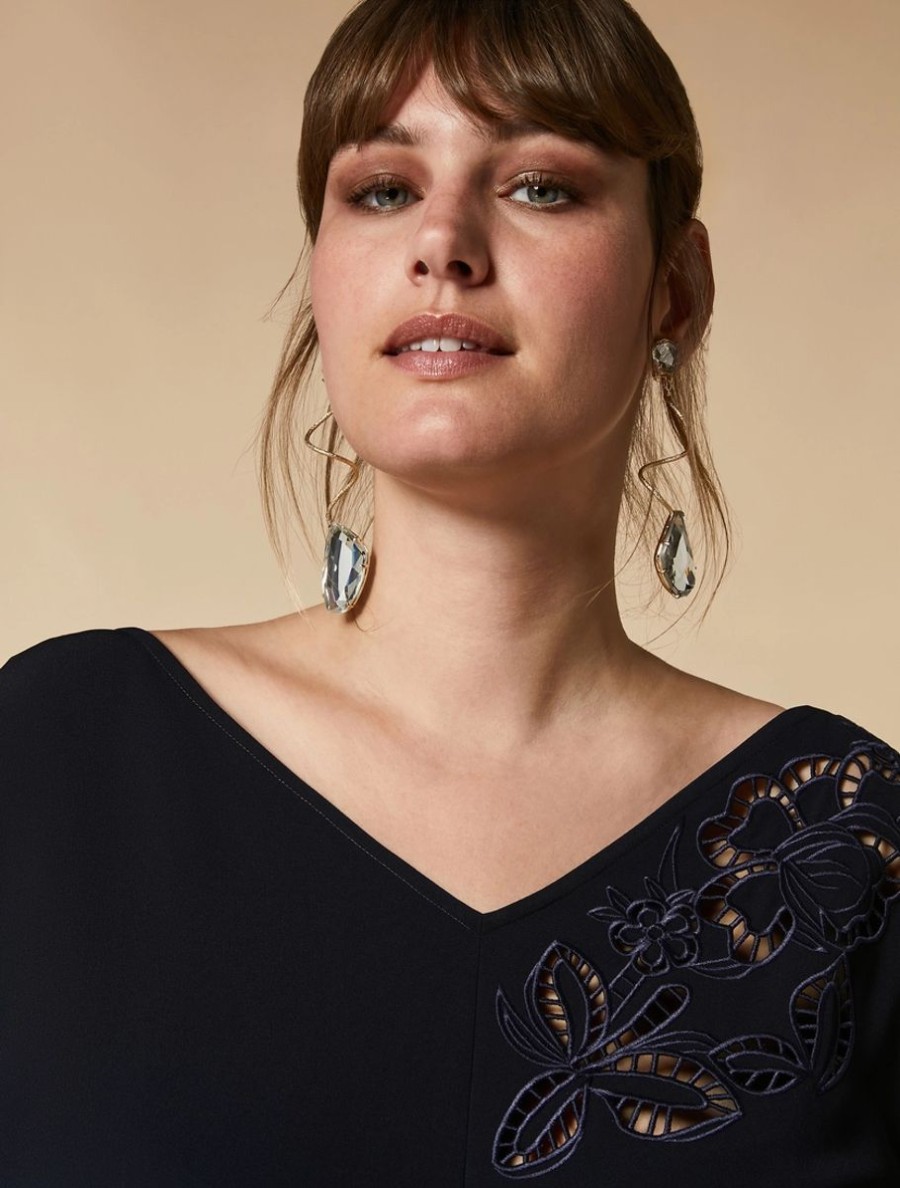 Vetements De Ceremonie Marina Rinaldi | Boucles D'Oreilles Pendantes Avec Cabochon Or Clair