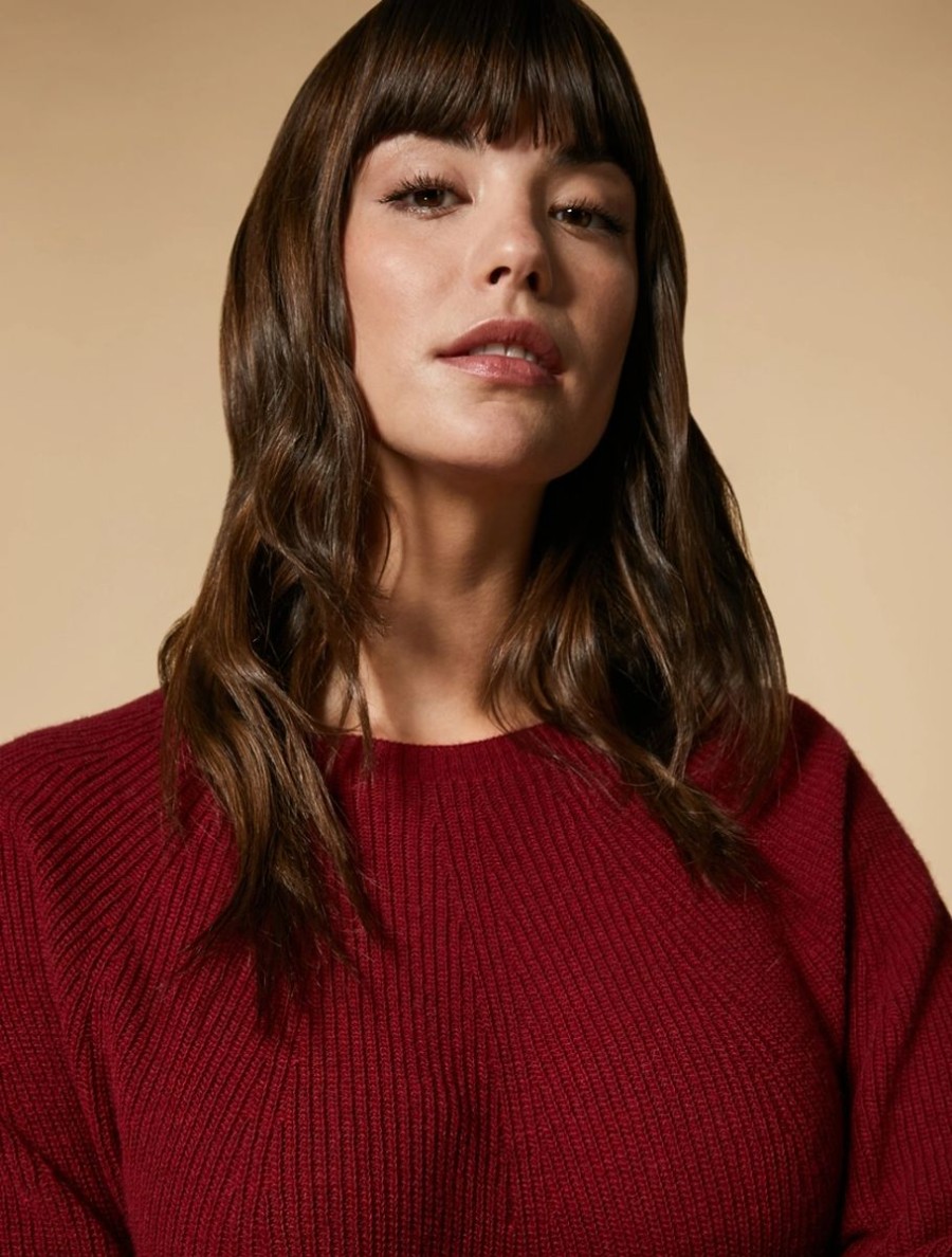 Vetements Marina Rinaldi | Pull Sans Couture En Laine Et Cachemire Rouge