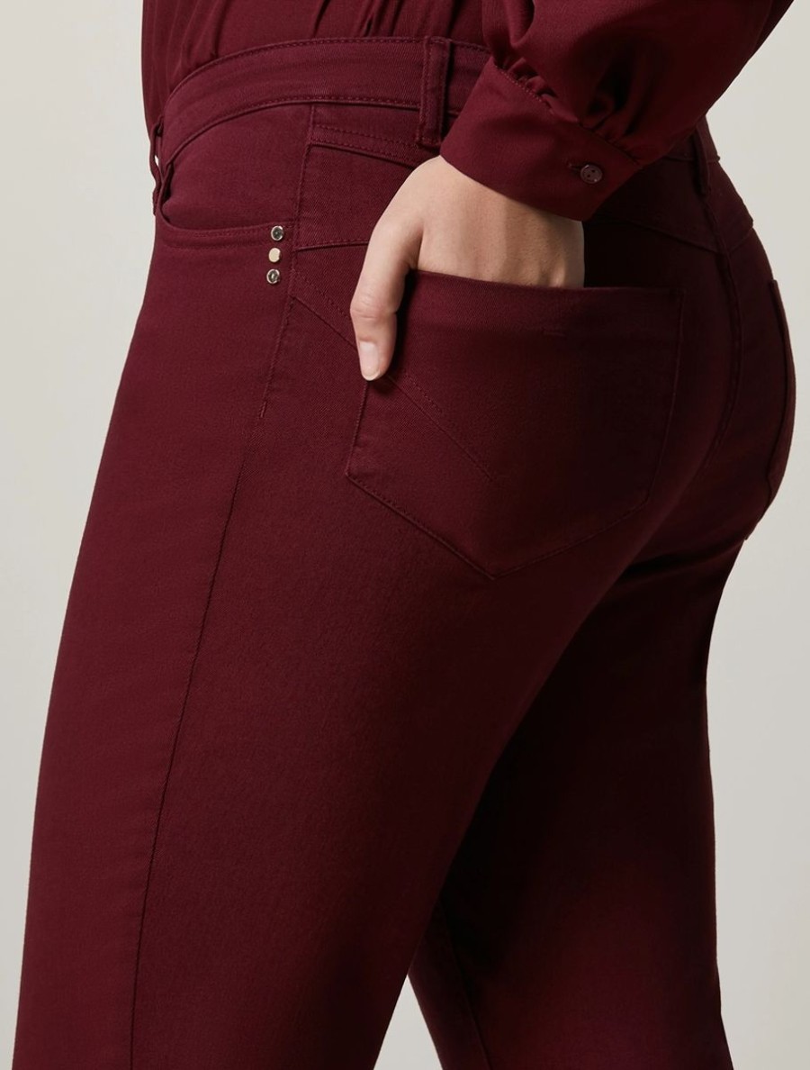 Vetements Marina Rinaldi | Pantalon En Serge Teint En Piece Bordeaux