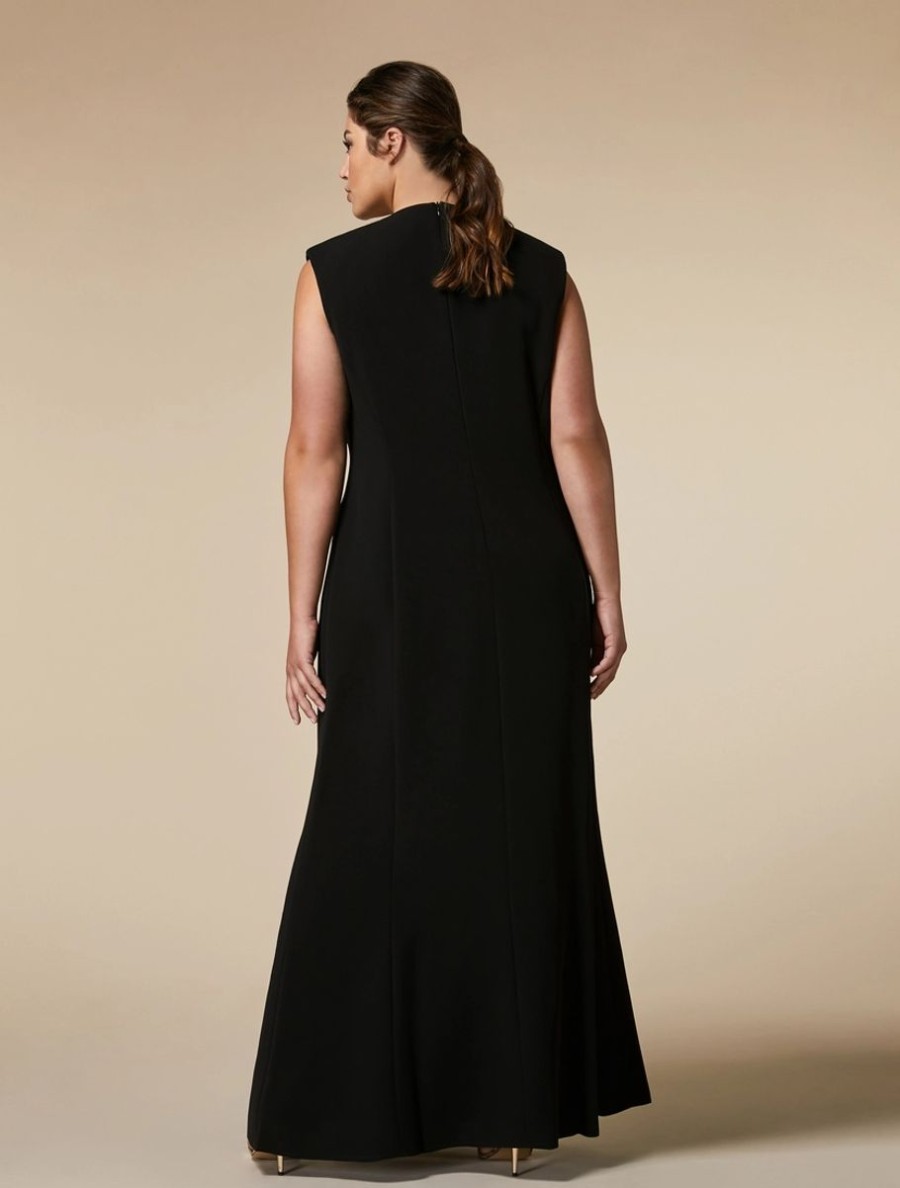 Vetements Marina Rinaldi | Robe Longue En Triacetate Noir