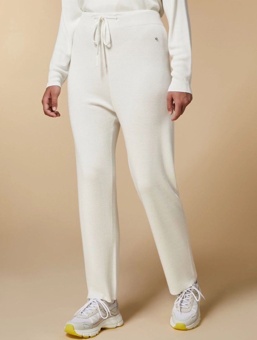 Vetements Marina Rinaldi | Pantalon Large En Maille Blanc