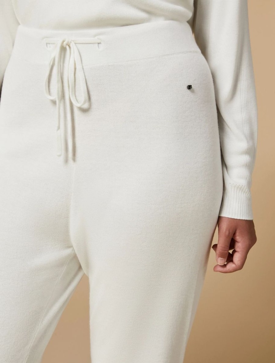 Vetements Marina Rinaldi | Pantalon Large En Maille Blanc