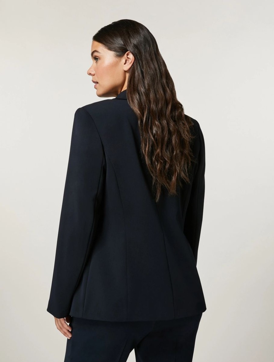 Vetements Marina Rinaldi | Blazer En Cady Fluide Outremer