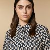 Vetements Marina Rinaldi | Chemise En Popeline Imprimee Marine Fonce