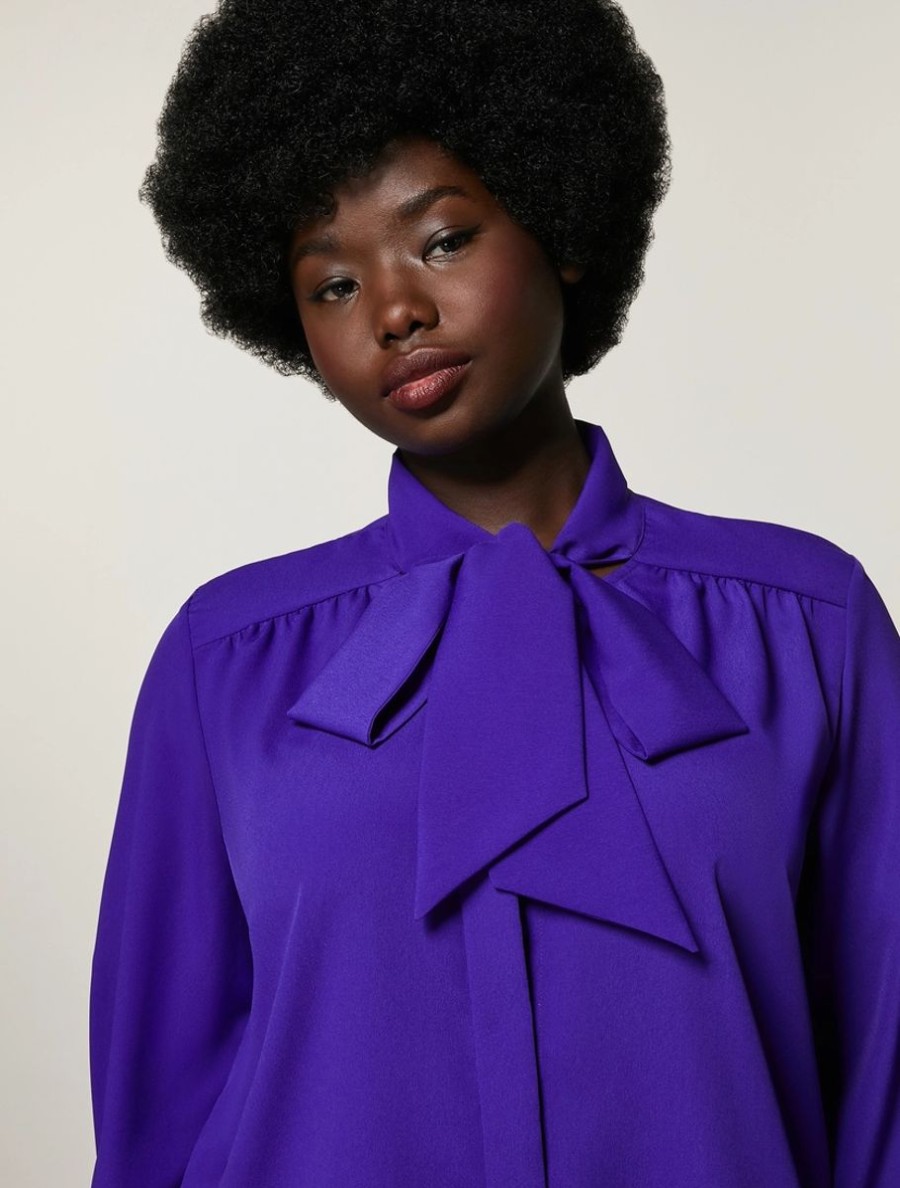 Vetements Marina Rinaldi | Tunique En Crepe De Chine Violet