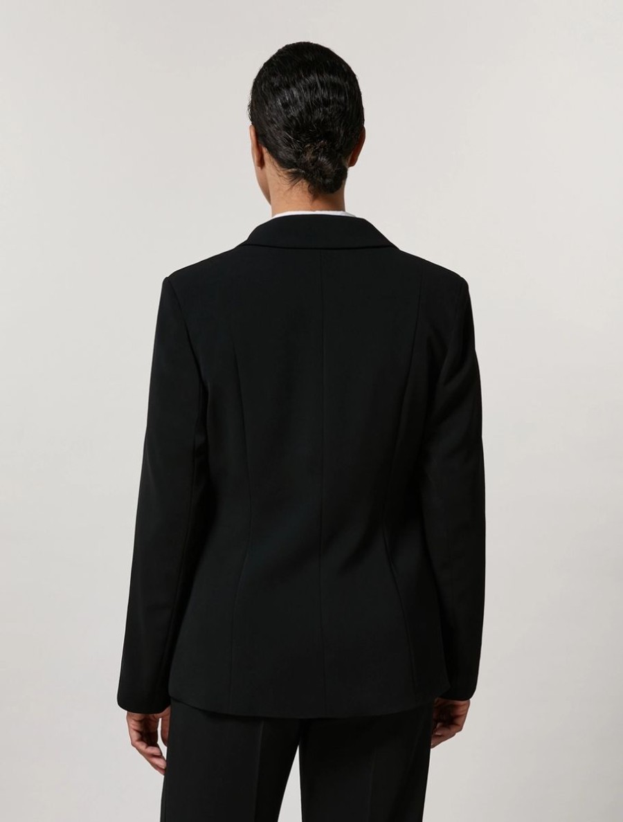 Vetements Marina Rinaldi | Blazer Fluide En Tissu Stretch Noir