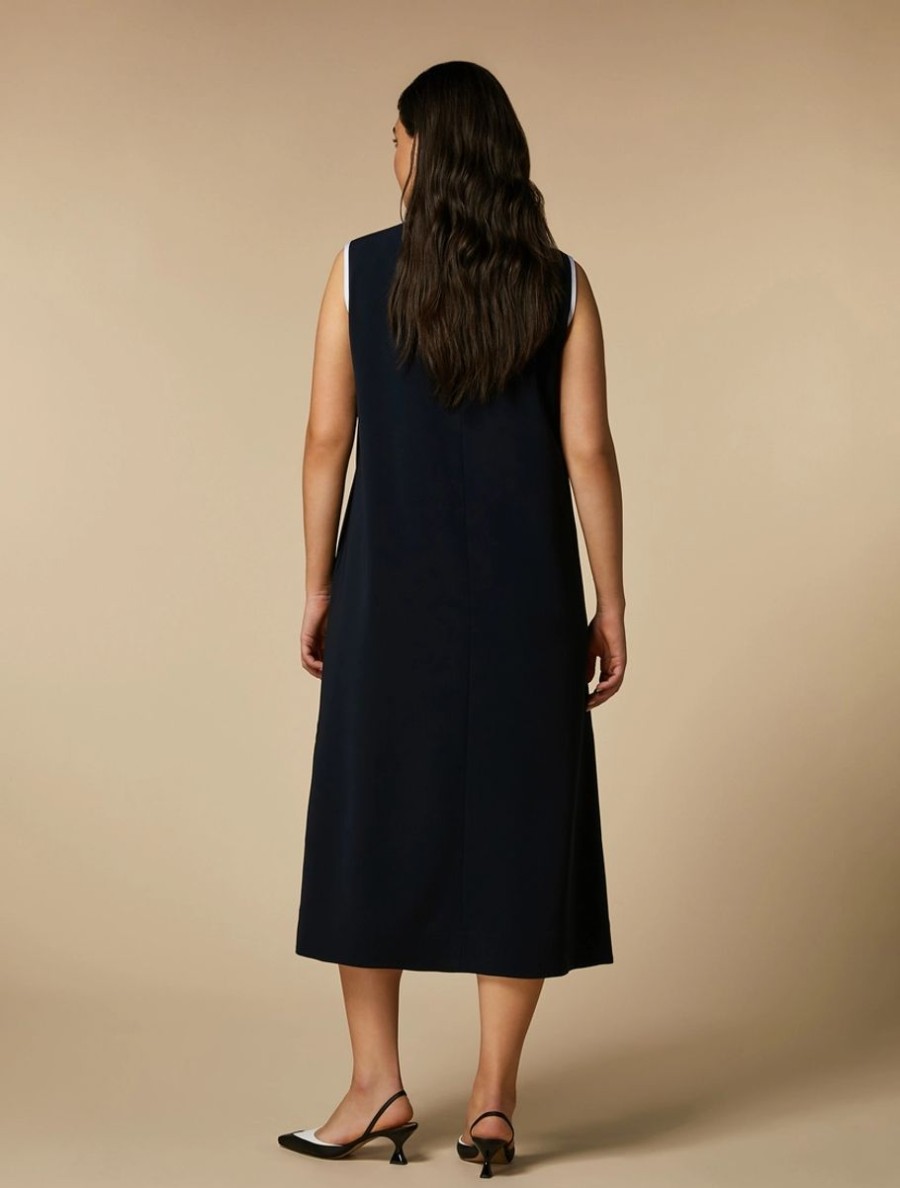 Vetements Marina Rinaldi | Robe En Cady De Triacetate Bleu Nuit