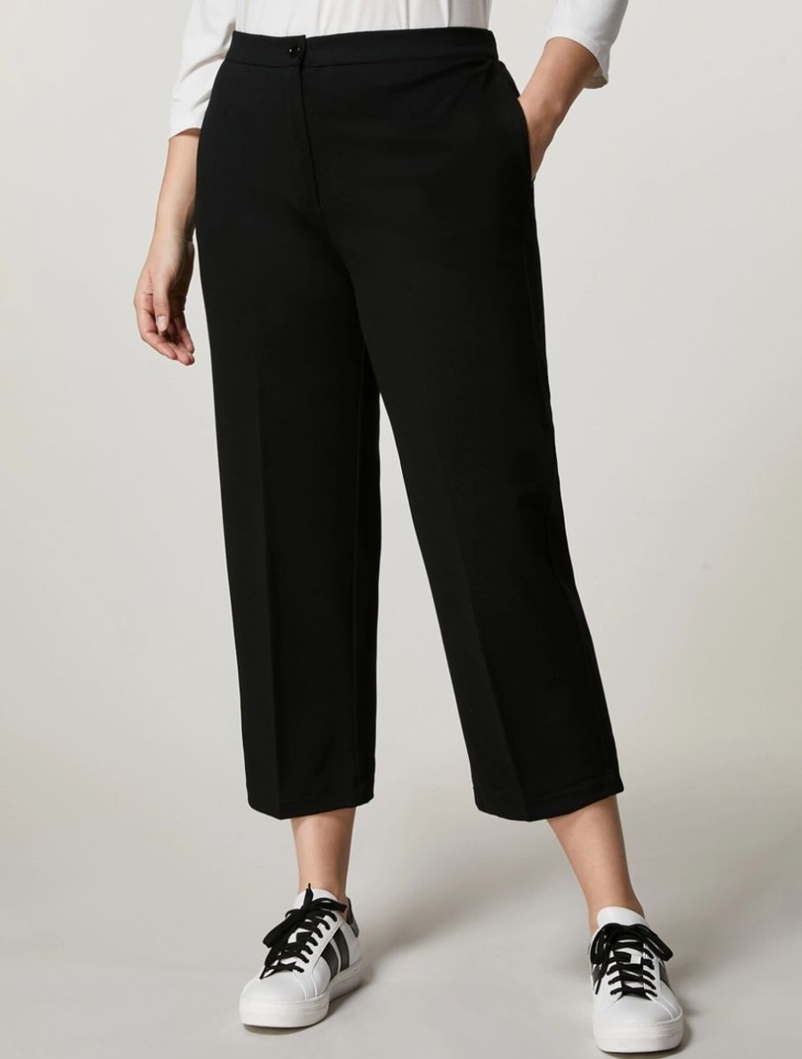 Vetements Marina Rinaldi | Pantalon En Tissu Maille Milano Noir