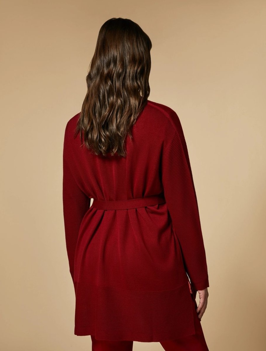 Vetements Marina Rinaldi | Cardigan En Laine Melangee Rouge