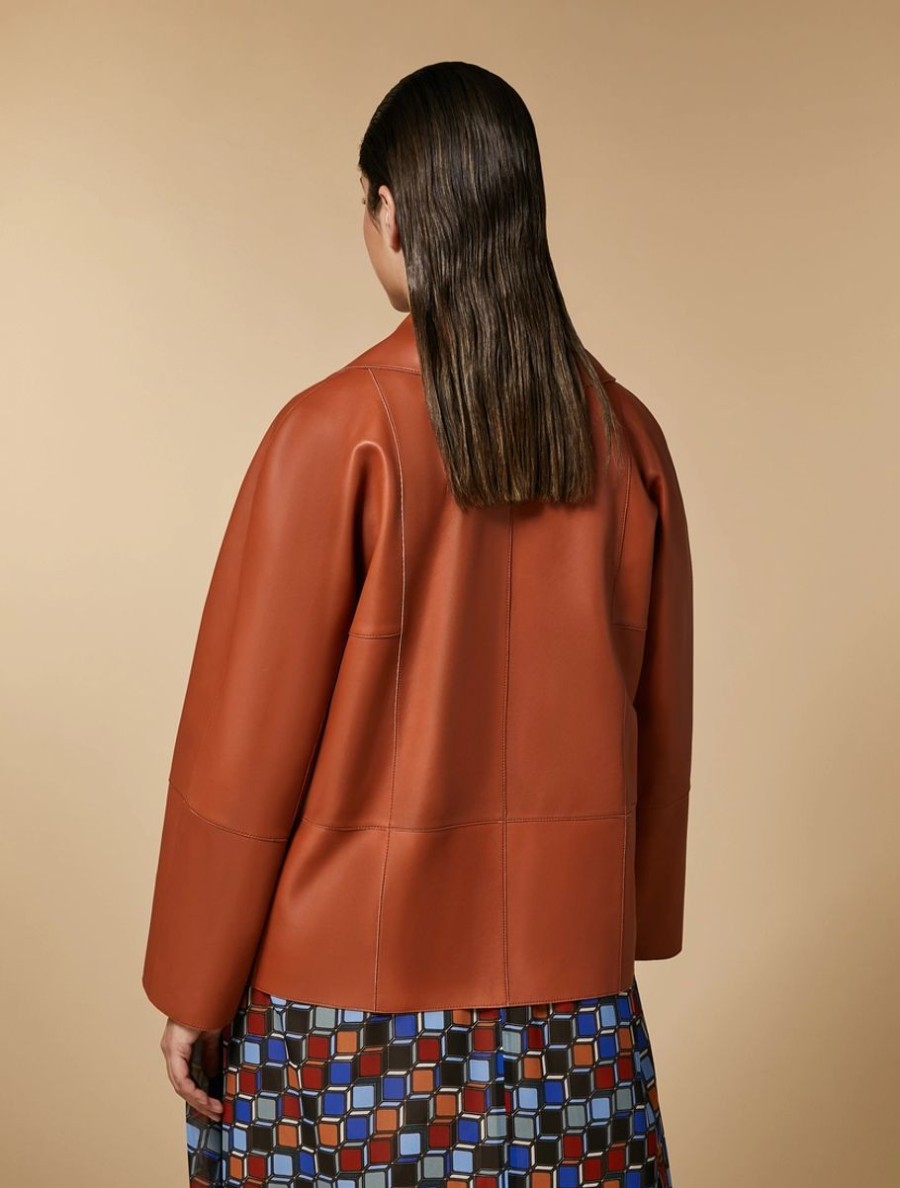 Vetements Marina Rinaldi | Veste En Cuir Nappa Rouiller