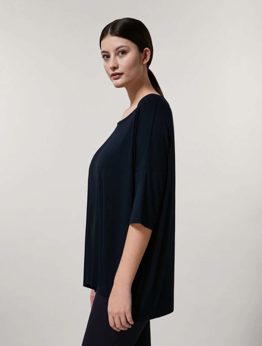 Vetements Marina Rinaldi | T-Shirt En Jersey De Viscose Outremer