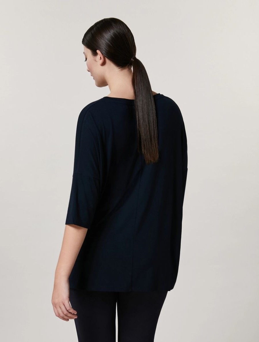 Vetements Marina Rinaldi | T-Shirt En Jersey De Viscose Outremer