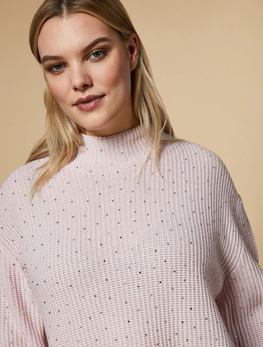 Vetements Marina Rinaldi | Pull En Laine Melangee Rose