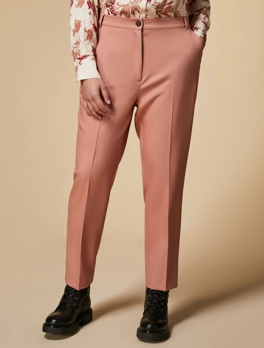 Vetements Marina Rinaldi | Pantalon Fluide En Gabardine Rose