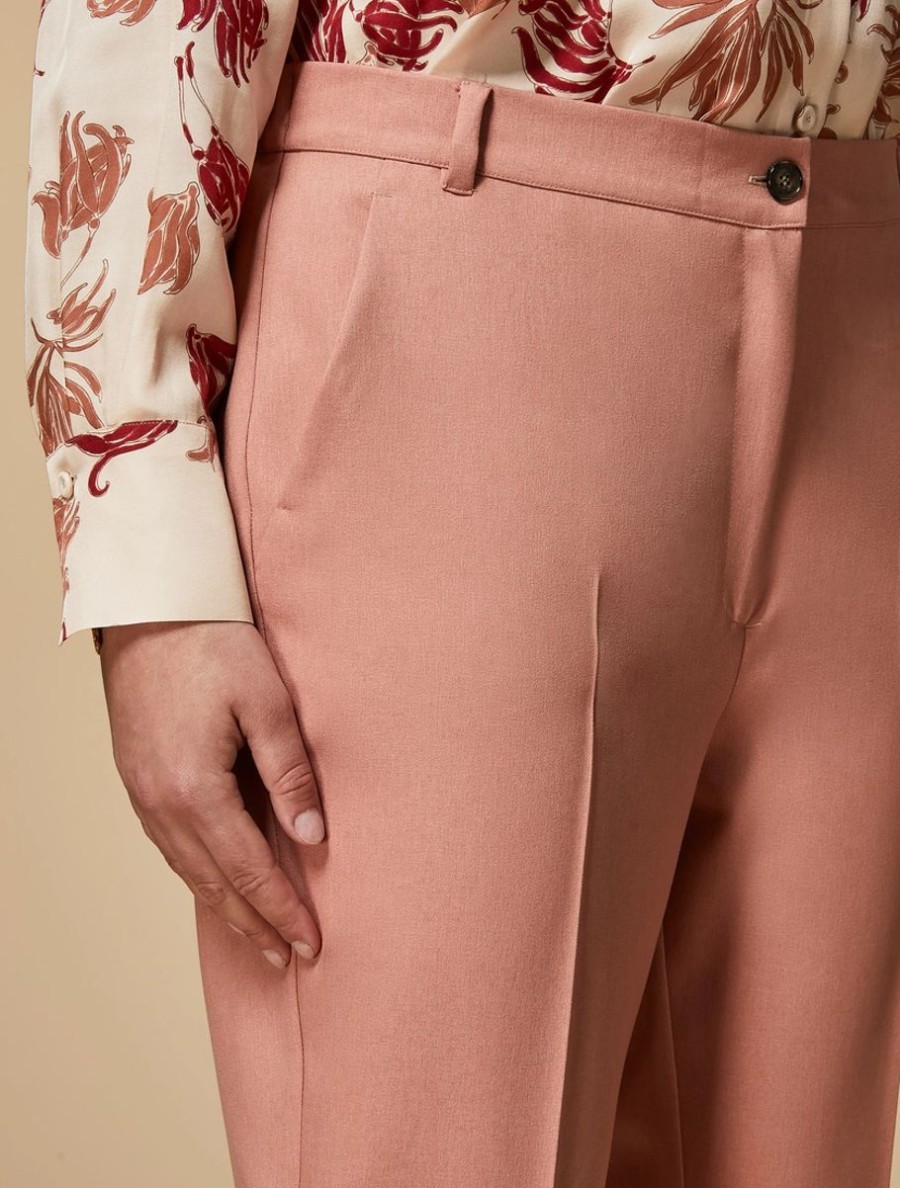 Vetements Marina Rinaldi | Pantalon Fluide En Gabardine Rose