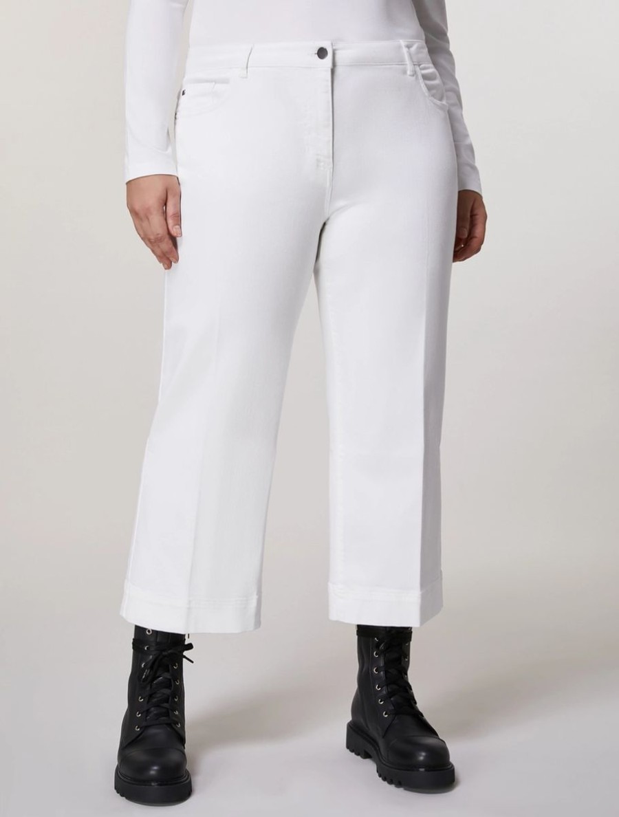 Vetements Marina Rinaldi | Pantalon En Coton Stretch Blanc