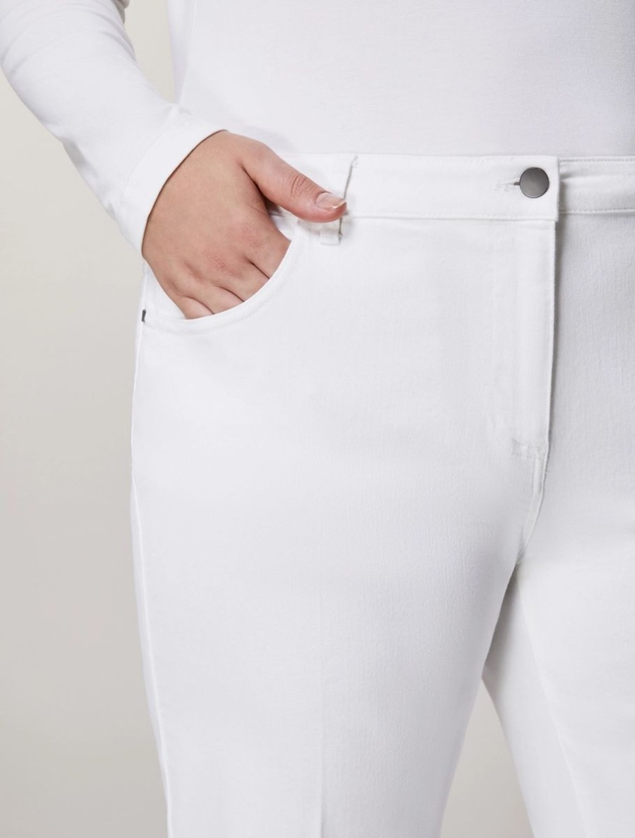 Vetements Marina Rinaldi | Pantalon En Coton Stretch Blanc