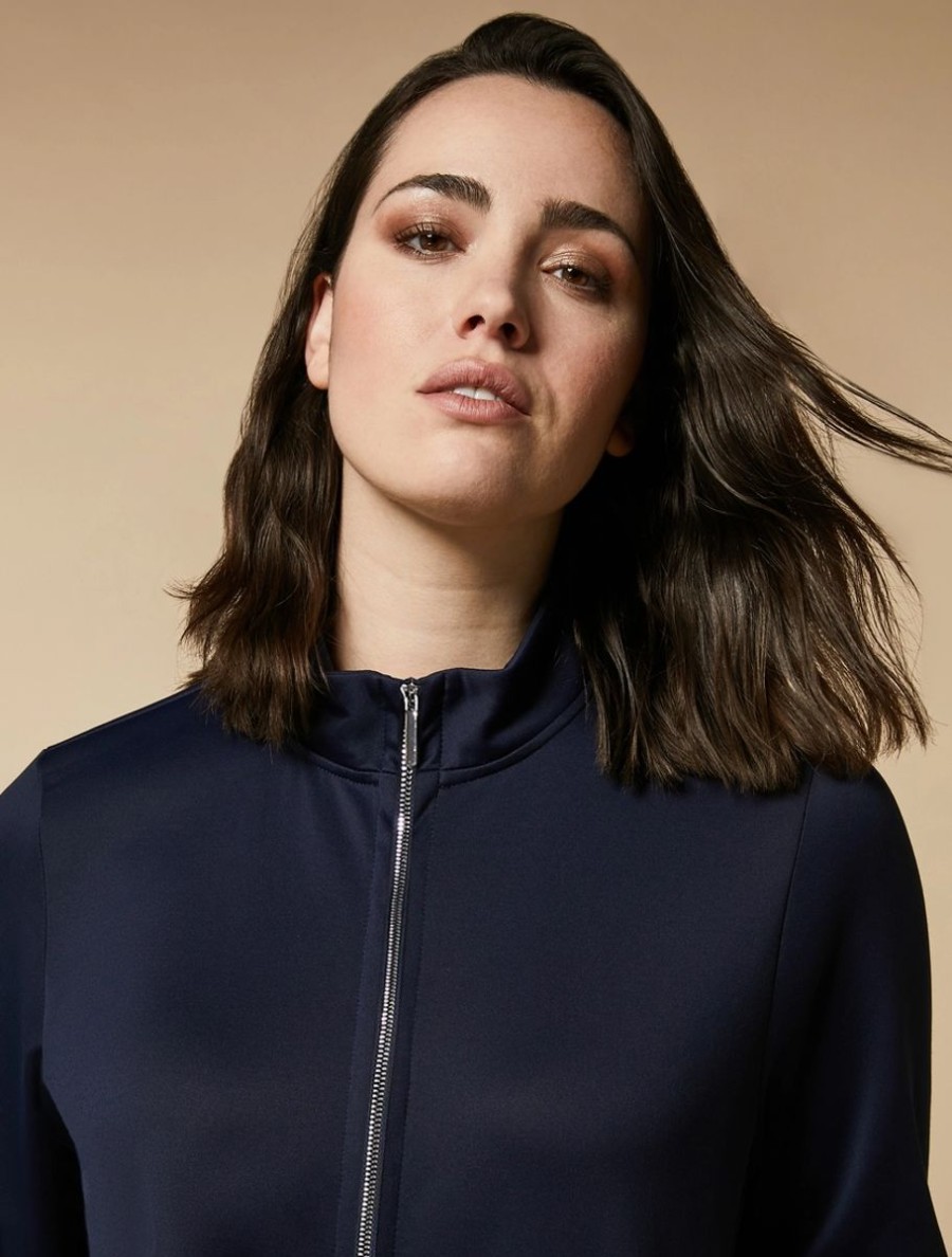 Vetements Marina Rinaldi | Veste En Jersey Double Bleuet