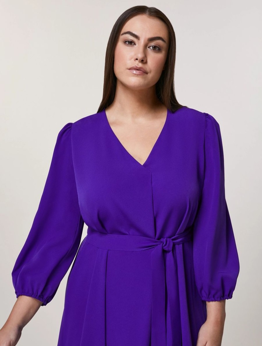 Vetements Marina Rinaldi | Robe En Crepe De Chine Violet