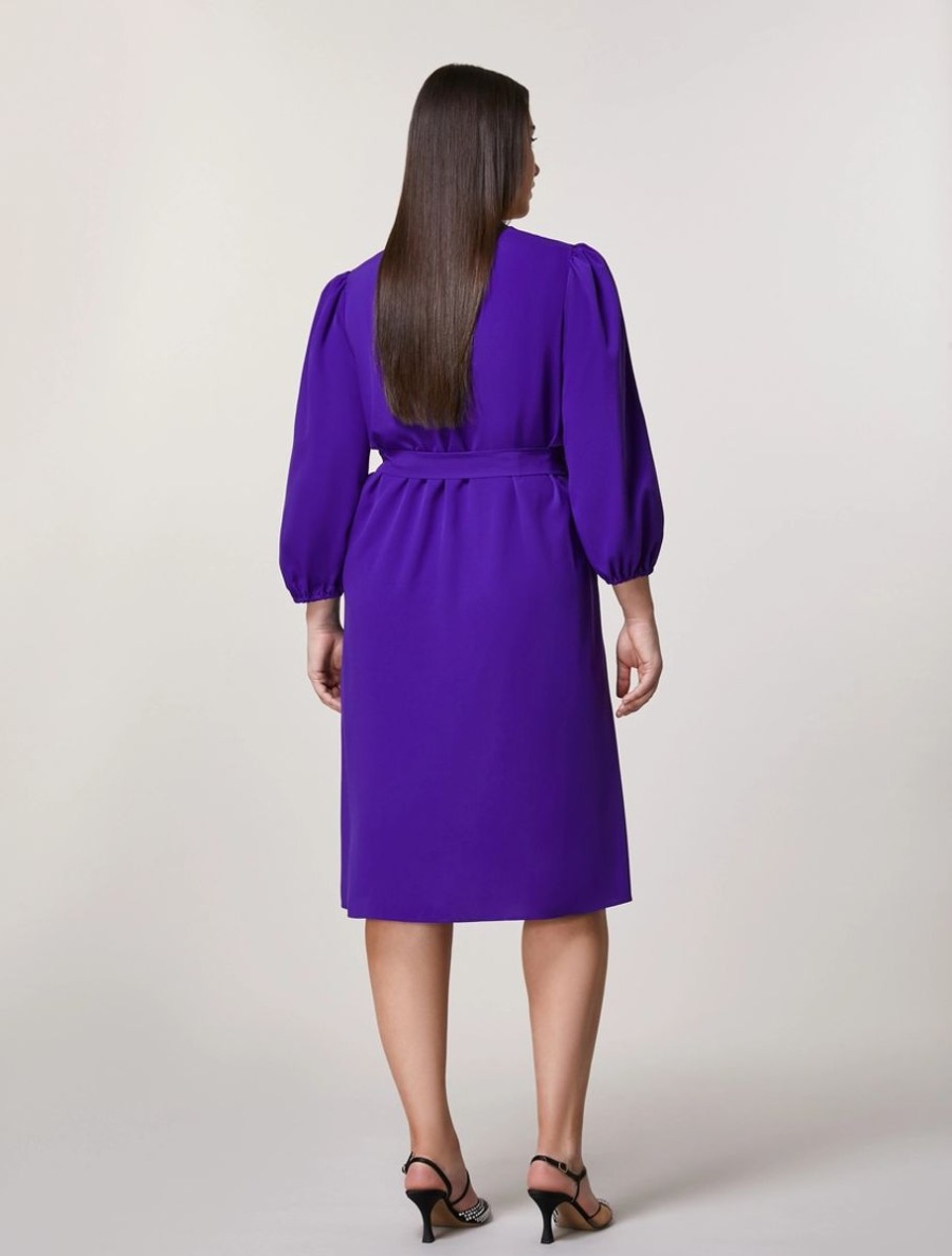 Vetements Marina Rinaldi | Robe En Crepe De Chine Violet