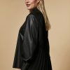 Vetements Marina Rinaldi | Tunique A Empiecements Plisses Noir