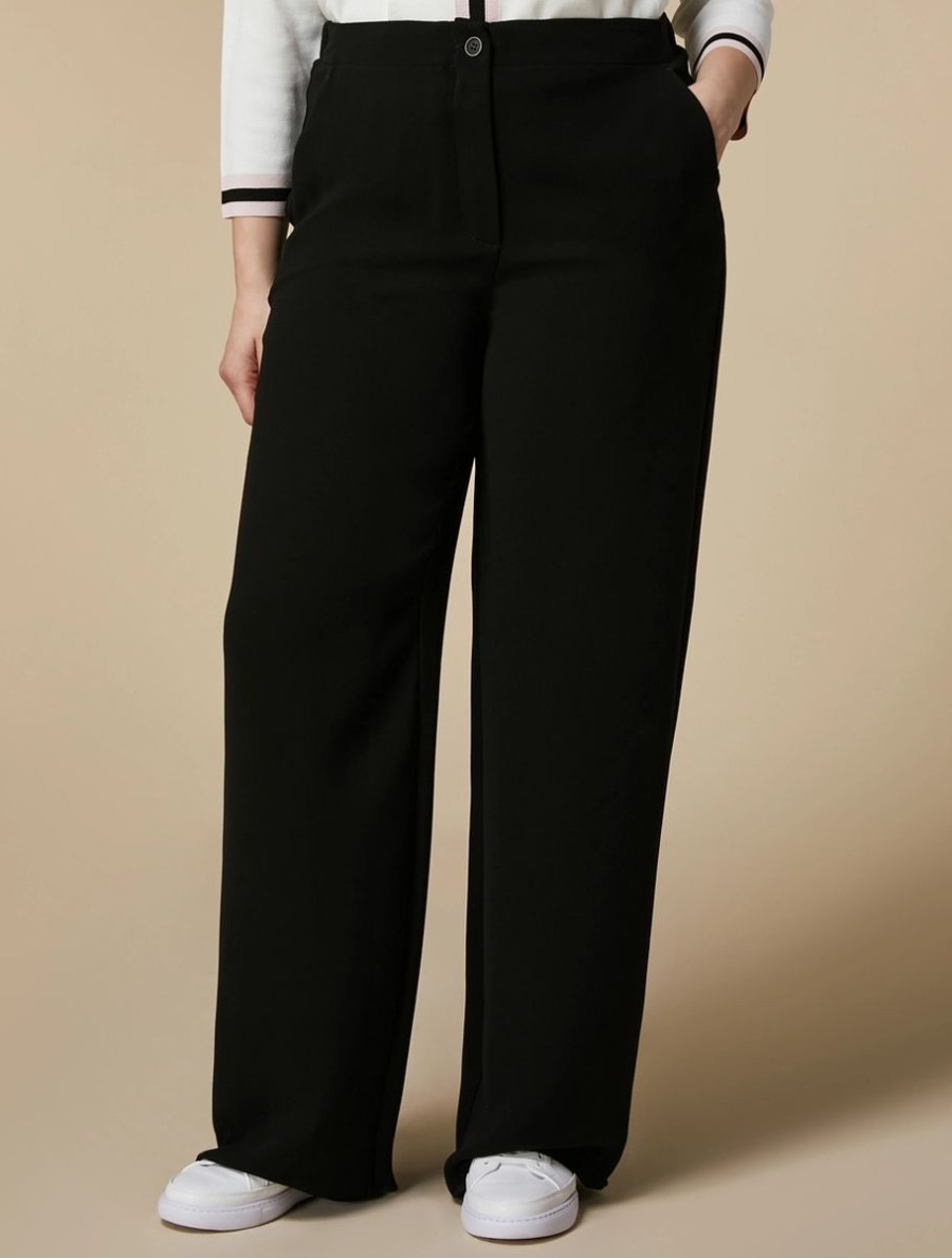 Vetements Marina Rinaldi | Pantalon En Tissu Fluide Noir