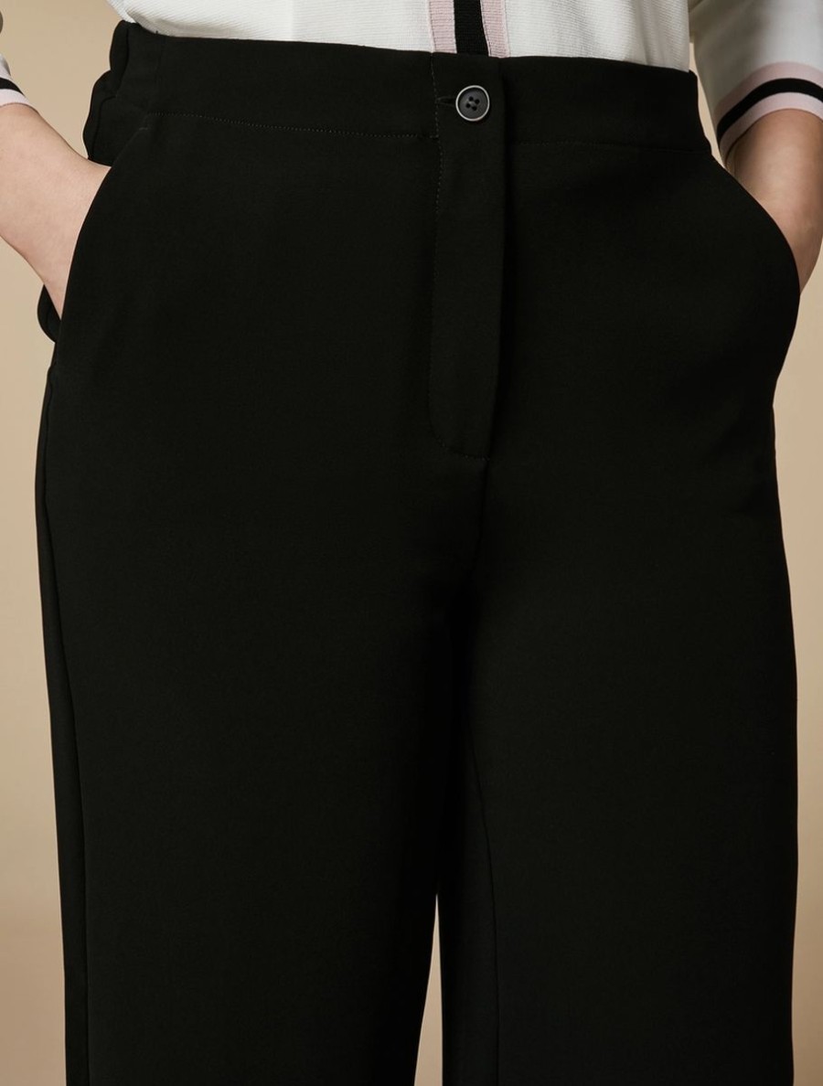 Vetements Marina Rinaldi | Pantalon En Tissu Fluide Noir