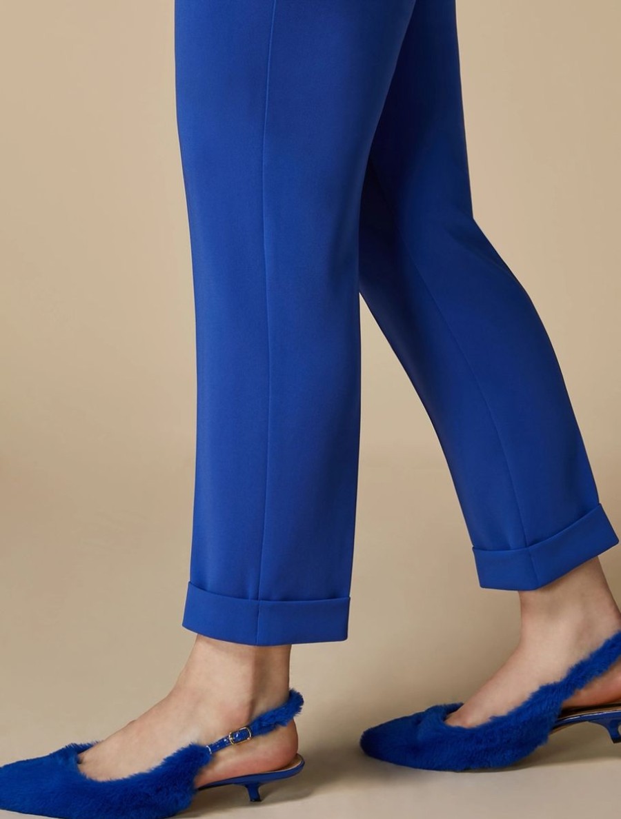 Vetements Marina Rinaldi | Pantalon Slim En Triacetate Bleu De Chine