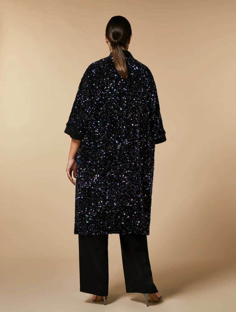 Vetements Marina Rinaldi | Tunique Kimono A Sequins Noir