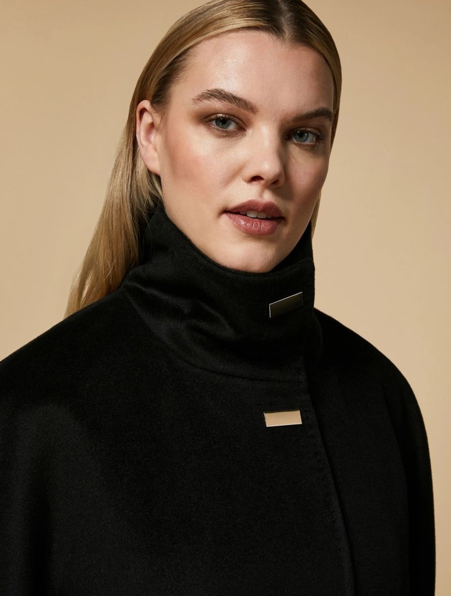 Vetements Marina Rinaldi | Manteau En Drap De Laine Noir