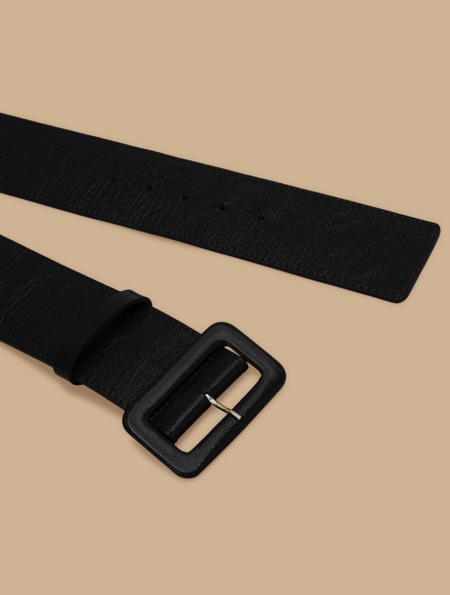 Accessoires Marina Rinaldi | Ceinture En Cuir Verni Noir