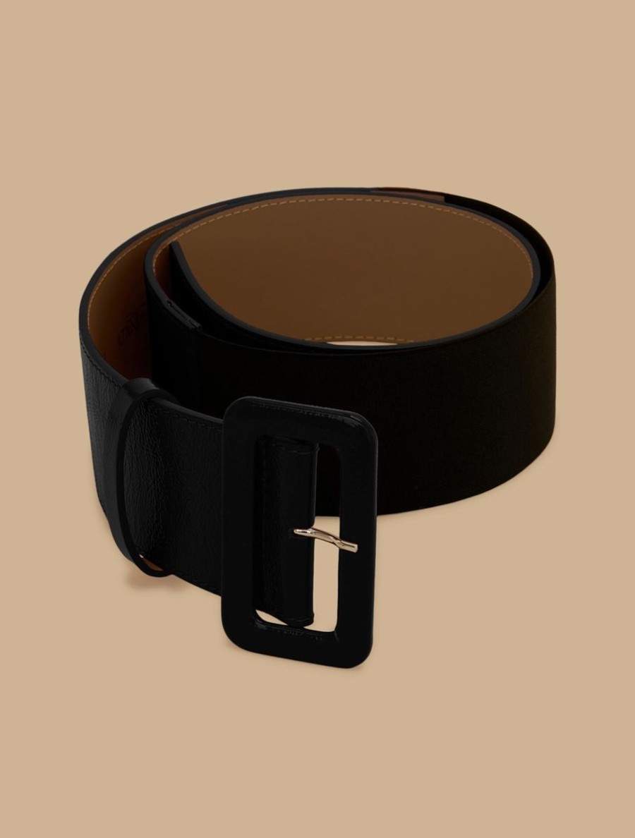 Accessoires Marina Rinaldi | Ceinture En Cuir Verni Noir